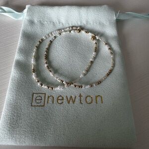 enewton White and Gold Beaded Women's Bracelet Set